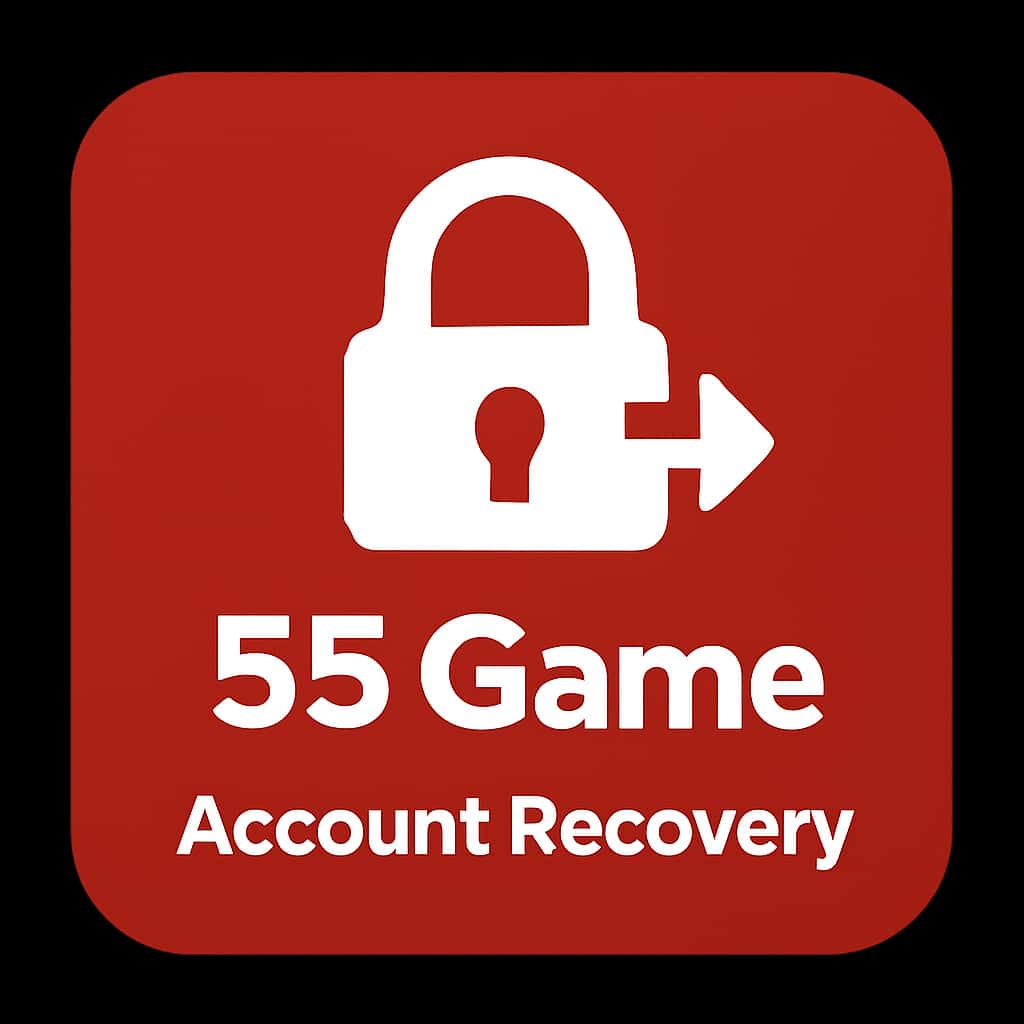A simple badge design for 55 Game Account Recovery.