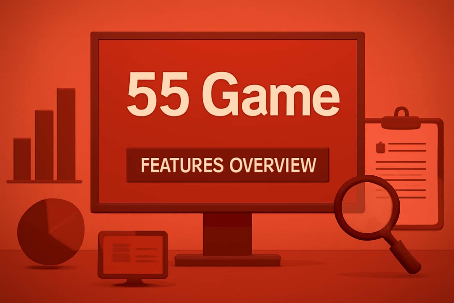 Hero image representing key features of 55 Game