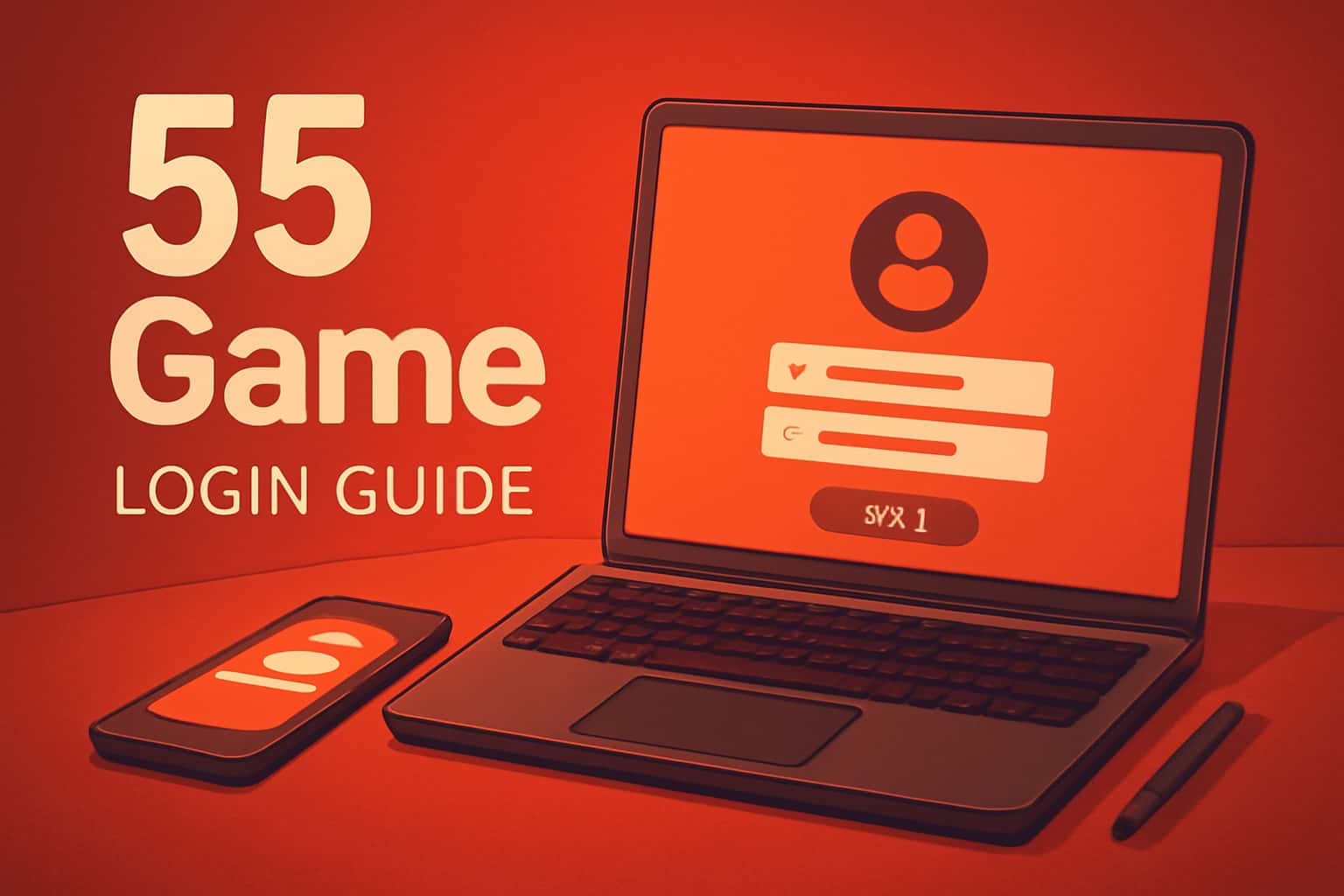 Informational image depicting the login process for 55 Game.