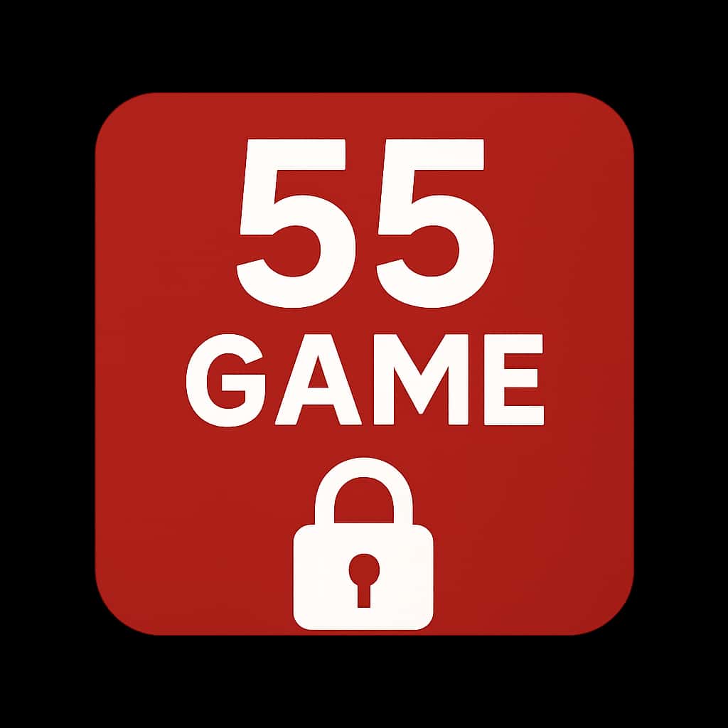 Simple badge illustrating 55 Game Login Guide.