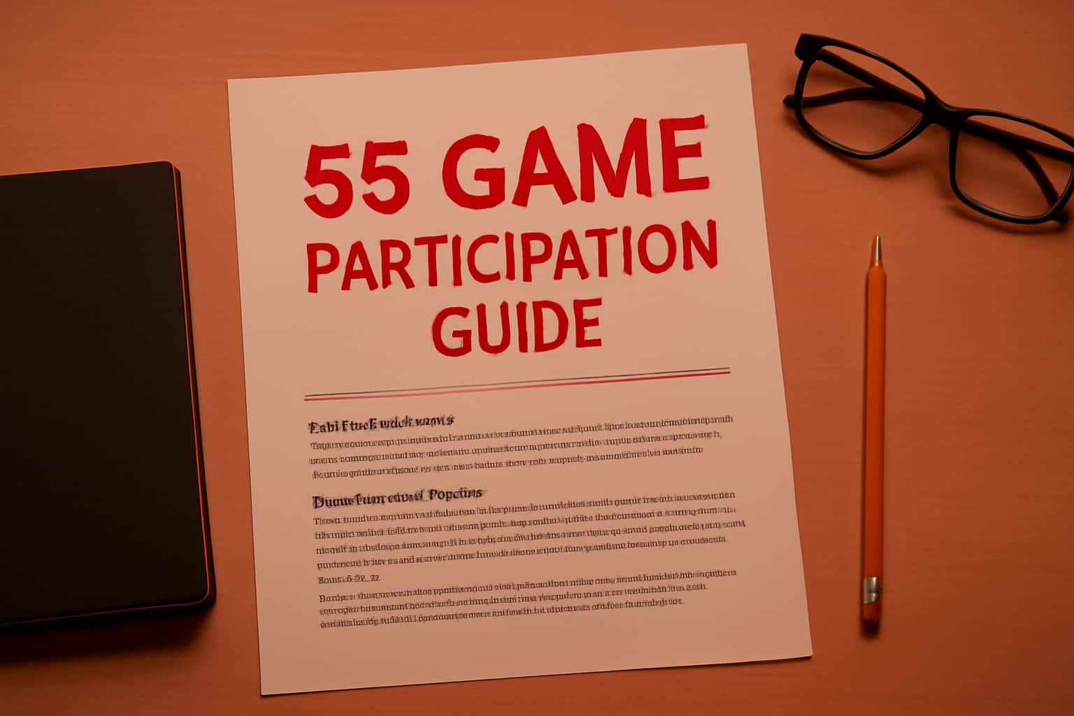 A visual representation of the 55 Game Participation Guide featuring key information.