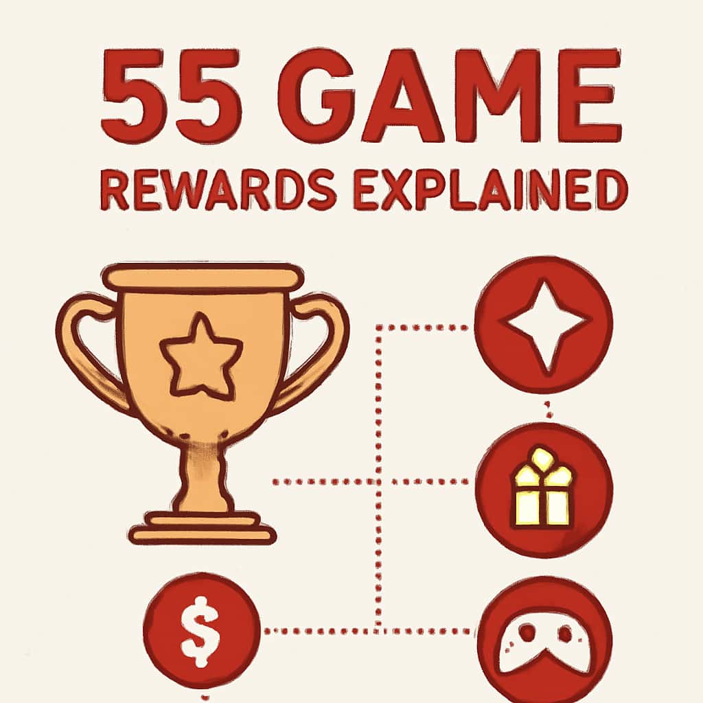A diagram showing how rewards are structured in 55 Game.