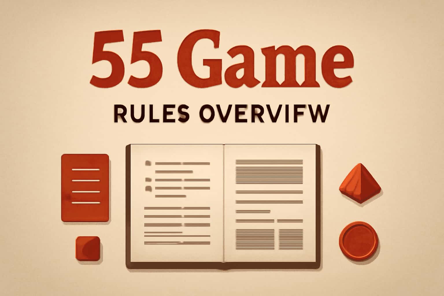 An informative visual representation of 55 Game Rules Overview with an emphasis on guidelines.