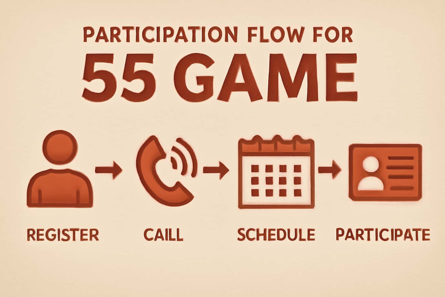 Information scene illustrating the participation flow for 55 Game.