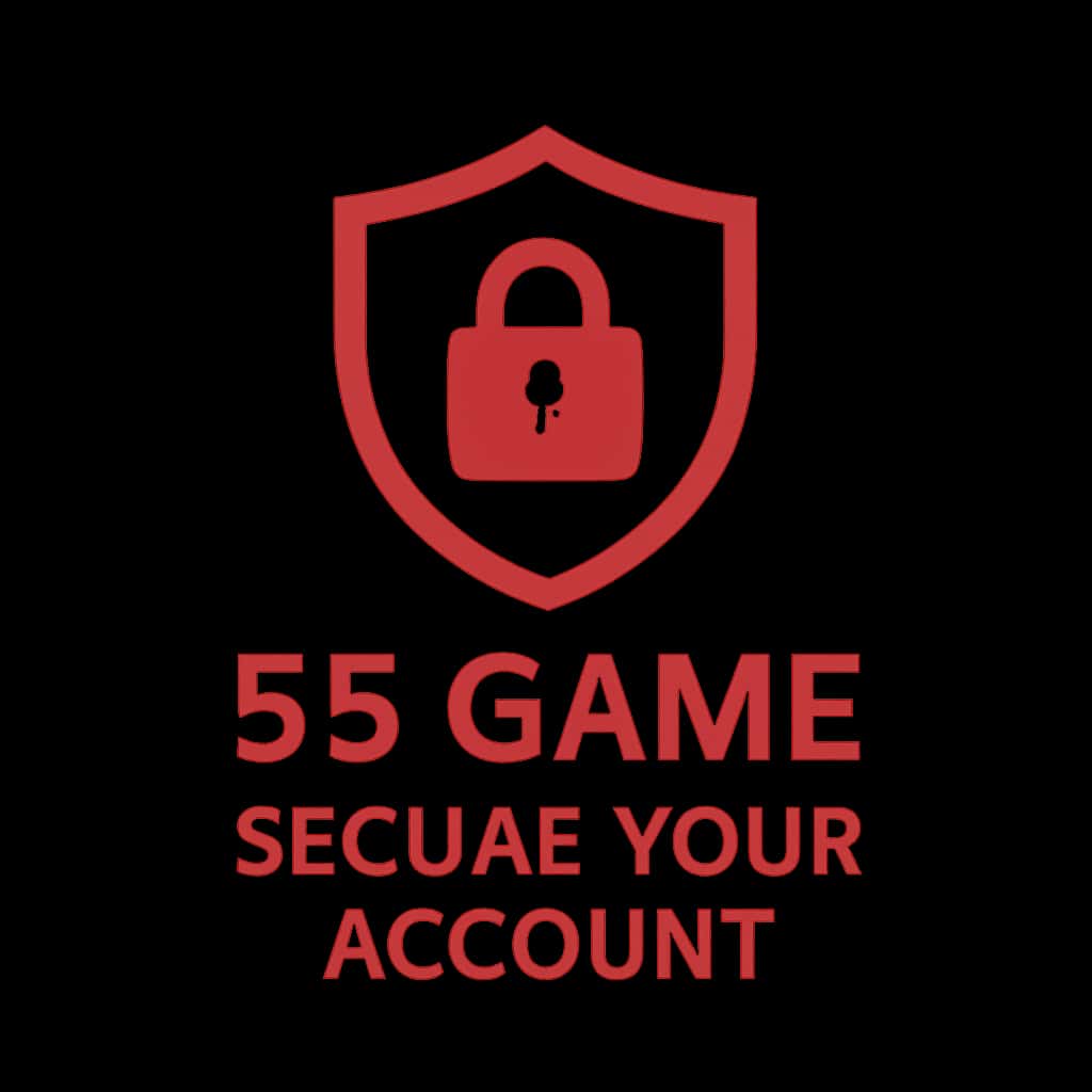 An icon depicting security measures for 55 Game accounts in a simple and clean design.