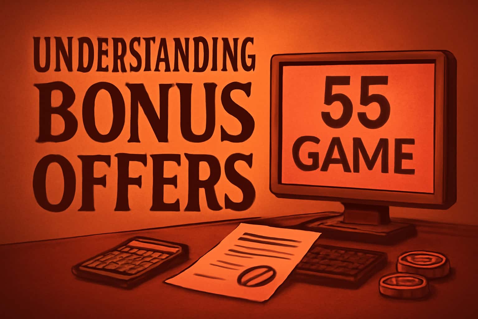 An informational graphic depicting the concept of 55 Game Bonus Offers in a professional setting.
