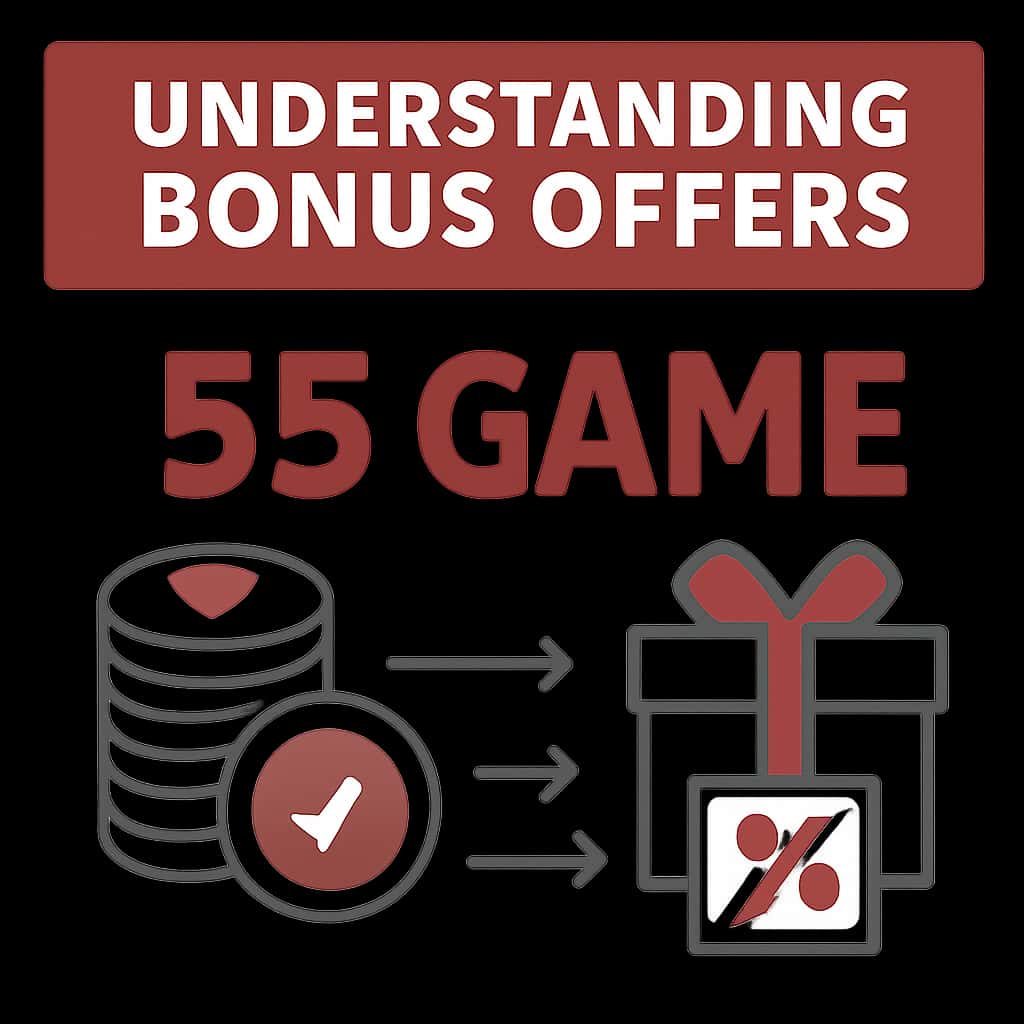 An educational illustration showcasing the features of 55 Game Bonus Offers.